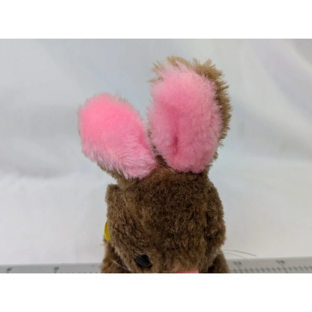 Russ Brown Mini Rabbit Plush 4 Inch Pink Ears Lot‎ of 2 Stuffed Animal Toy